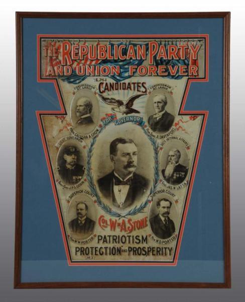 Appraisal: Framed Tin Republic Party Sign Description Sign dated Framed and