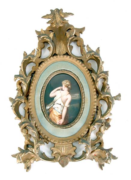 Appraisal: A German porcelain plaque depicting Hagar height in width in