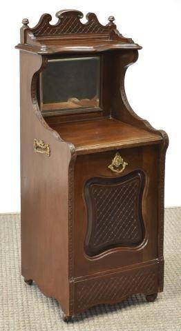 Appraisal: Victorian mahogany coal hod cabinet late thc having shaped crest