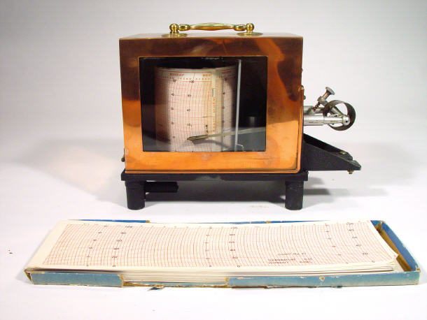 Appraisal: Copper cased barograph with sheets cm high