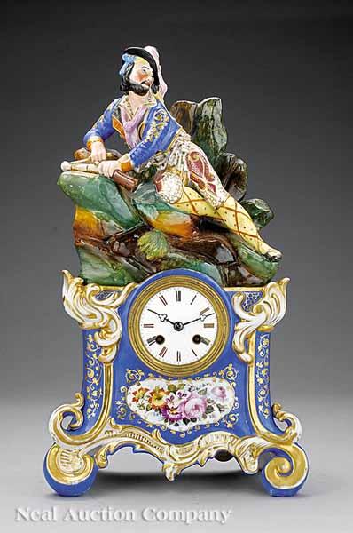 Appraisal: A Paris Porcelain Figural Mantel Clock mid- th c by