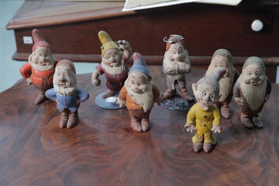 Appraisal: WALT DISNEY SEVEN DWARFS SEIBERLING LATEX FIGURE SET Eight figures