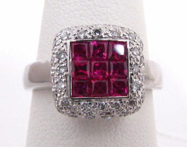 Appraisal: Lady's K white gold invisible set ruby and diamond ring