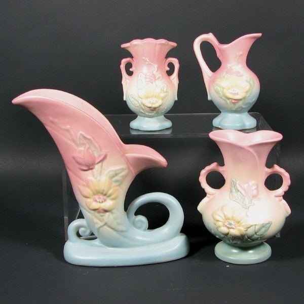 Appraisal: Hull Magnolia Matte - Vases Ewer Cornucopia Lot of four