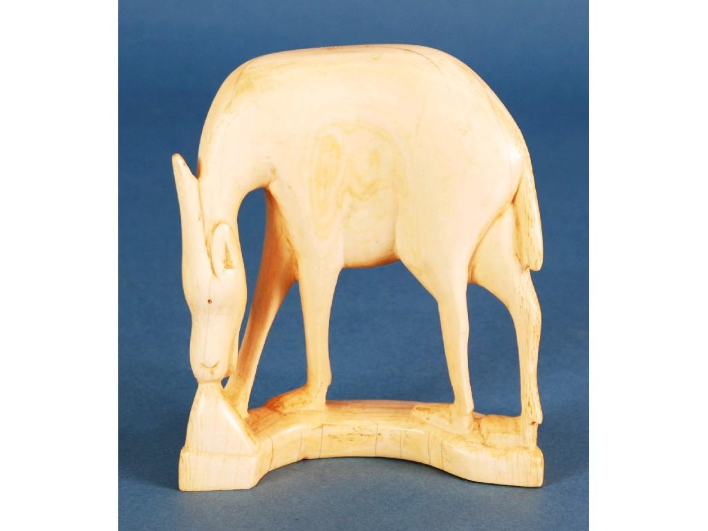 Appraisal: HEAVY AFRICAN CARVED IVORY MODEL OF AN ANTELOPE with its