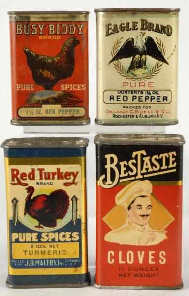 Appraisal: Lot of Advertising Spice Tins Description Includes BestTaste Busy Biddy