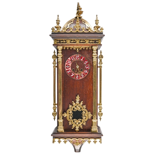 Appraisal: A French mahogany wall clock c with lacquered brass mounts