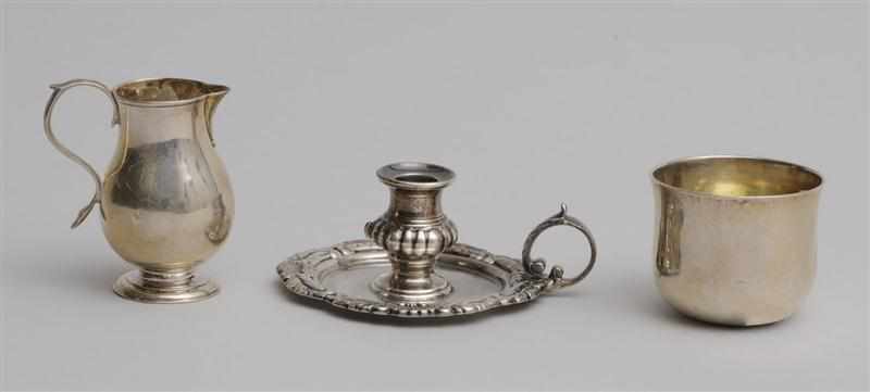 Appraisal: GEORGE II SILVER CREAMER GEORGE II CUP AND A REGENCY