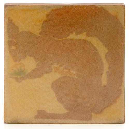 Appraisal: MARBLEHEAD Rare tile matte-painted with a brown squirrel holding a