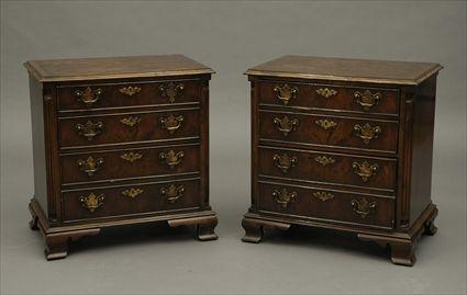 Appraisal: Pair of George III-Style Yewwood Miniature Chests of Drawers