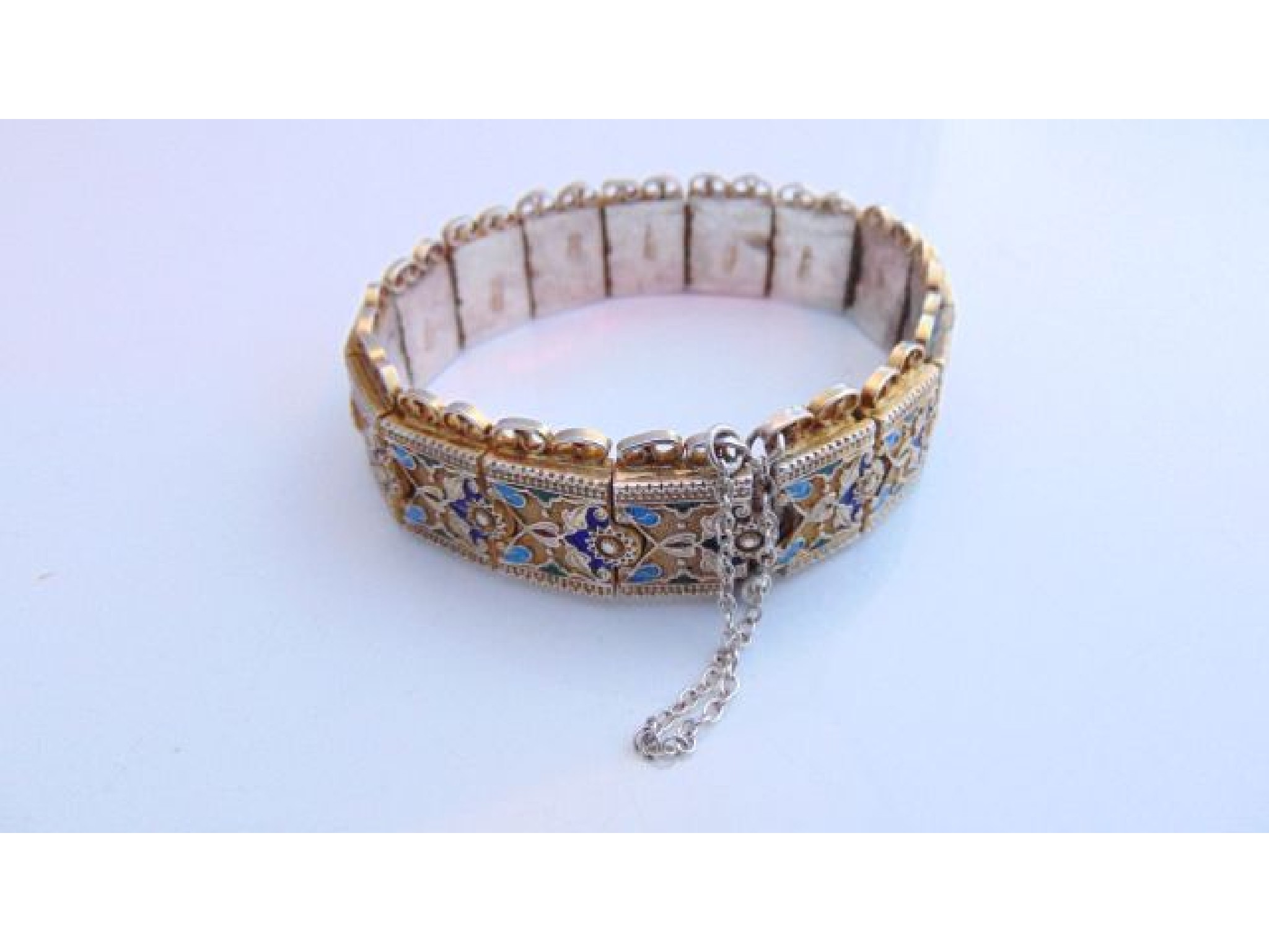 Appraisal: A Turkish silver gilt and enamelled bracelet each shaped link