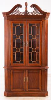 Appraisal: Mahogany Glass Front Corner Cabinet Mahogany corner cabinet with scrolled