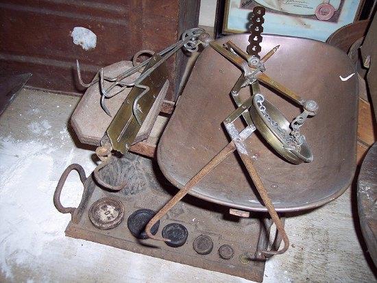 Appraisal: A set of brass hanging scales to weigh lbs by