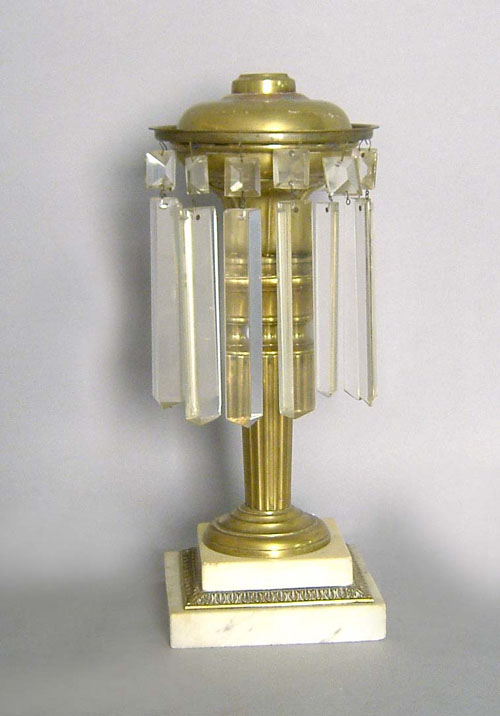 Appraisal: Brass fluid lamp with prisms h