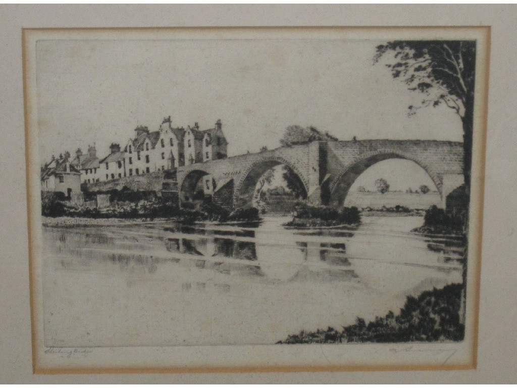 Appraisal: A SIMES Drypoint 'Stirling Bridge' signed and entitled in pencil