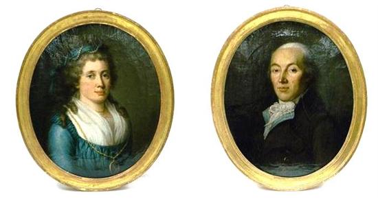 Appraisal: Pair of th C French male and female oval portraits