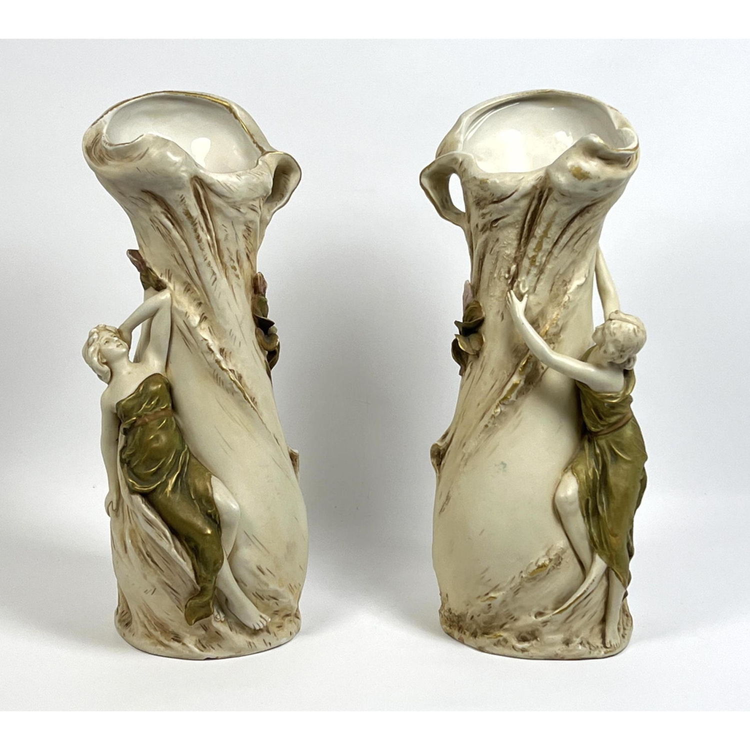 Appraisal: Pr ROYAL DUX Art Nouveau Art Pottery Vases Figural Vases