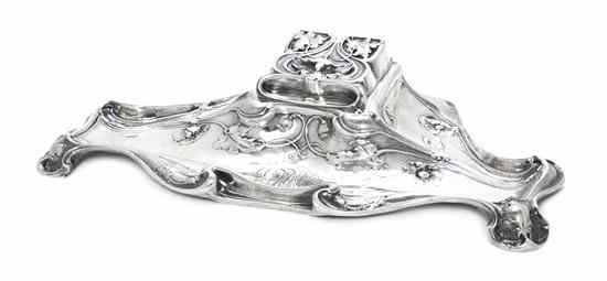 Appraisal: An American Art Nouveau Sterling Silver Inkstand Gorham having a