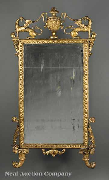 Appraisal: An Italian Neo-Classical Carved Giltwood Mirror late th the rectangular