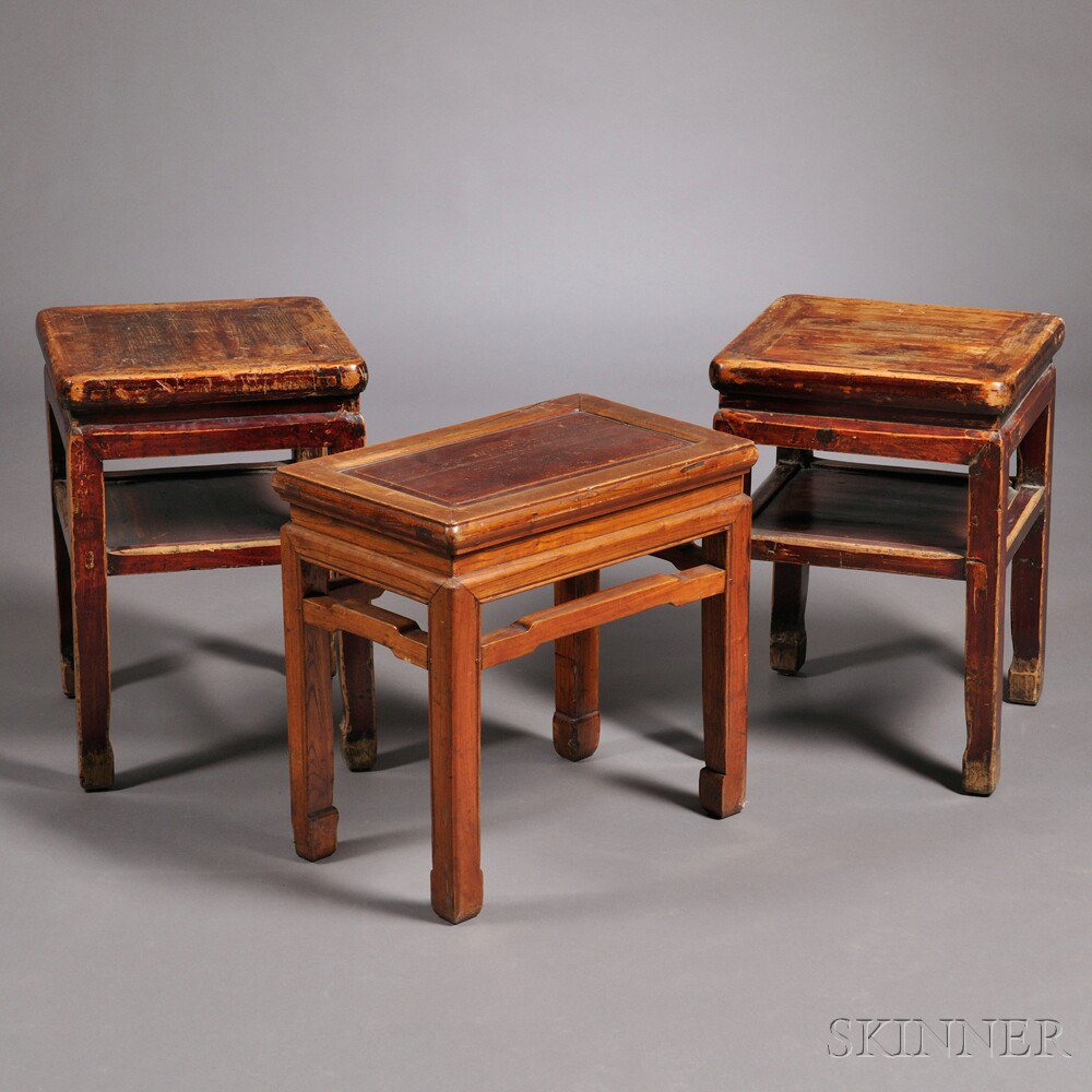 Appraisal: Three Elmwood Stands China th century a pair of square