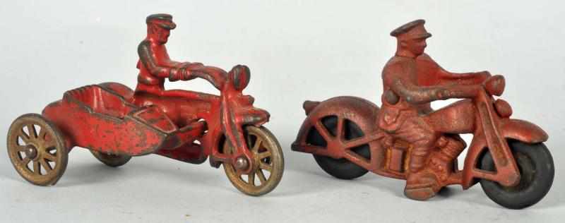 Appraisal: Lot of Cast Iron Motorcycle Toys American Includes one with