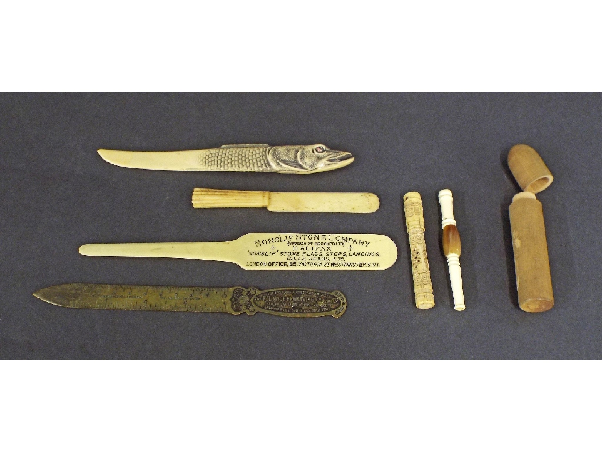 Appraisal: Cased Bosens whistle Stanhope case and various other letter knives