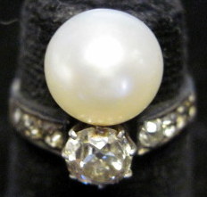 Appraisal: Pearl and diamond ring early th century