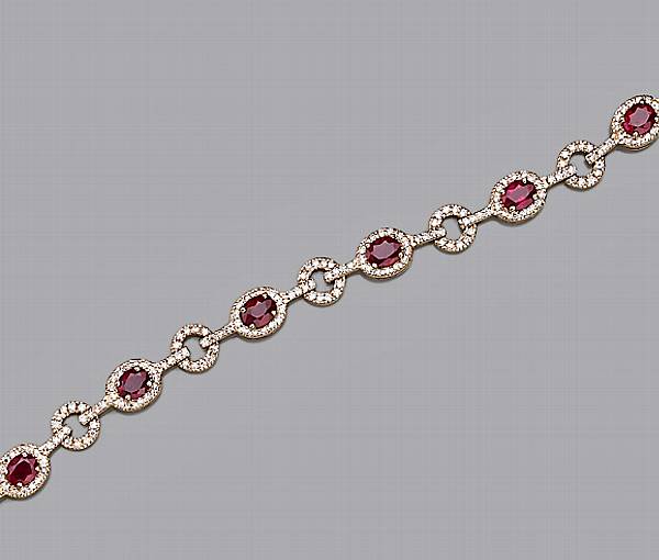 Appraisal: A ruby and diamond bracelet estimated total ruby weight carats