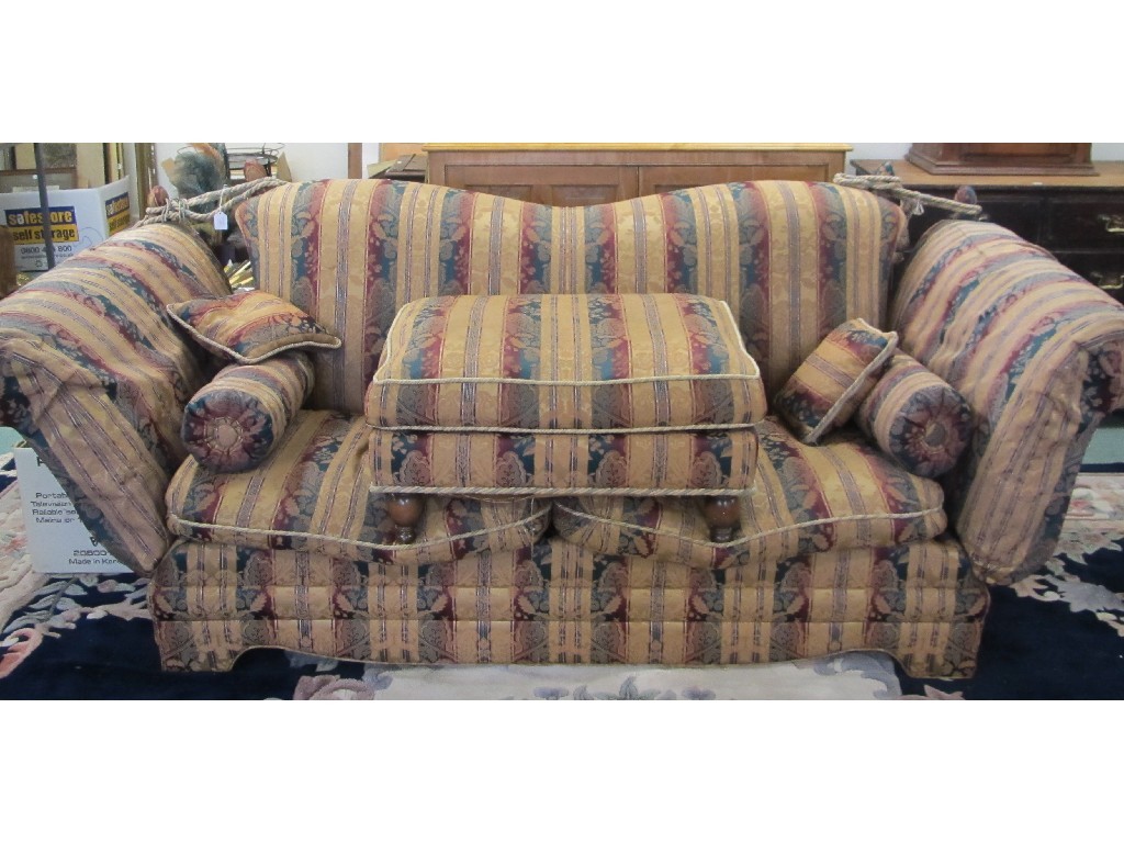 Appraisal: Large three seater settee with striped upholstery and a matching