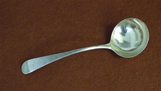 Appraisal: George III old English pattern silver sauce ladle London ozs