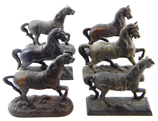 Appraisal: Six cast white metal horse figurines likely part of clock