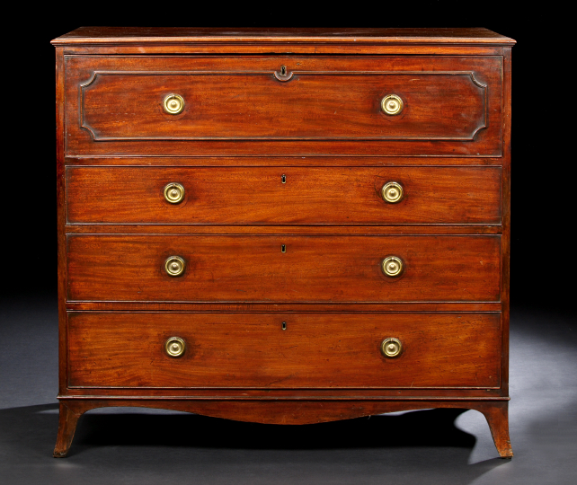 Appraisal: Regency Mahogany Secretary Chest early th century the rectangular top