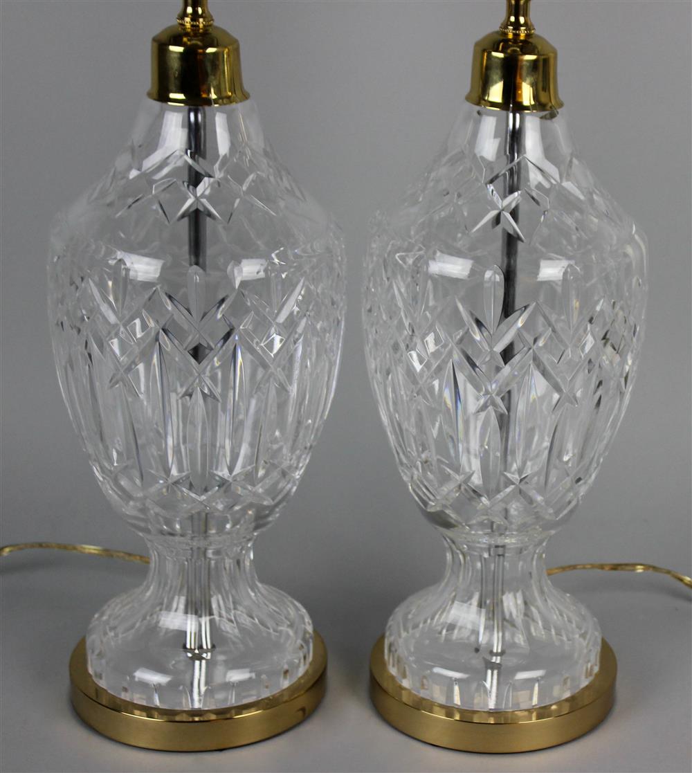 Appraisal: PAIR OF WATERFORD CRYSTAL TABLE LAMPS each having an ovoid