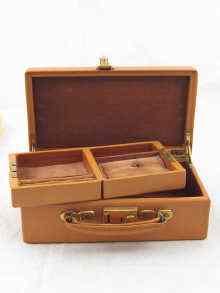 Appraisal: A pigskin leather jewellery box with internal tray box for