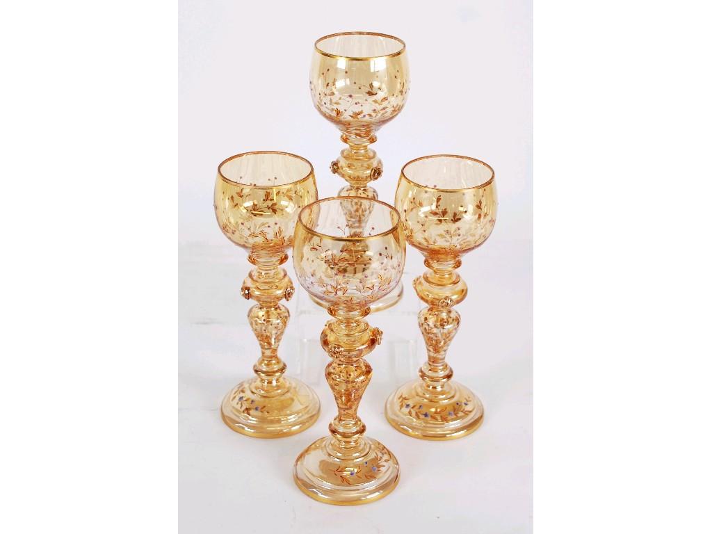 Appraisal: SET OF ELEVEN GERMAN AUSTRIAN GILT PAINTED HOCK GLASSES with