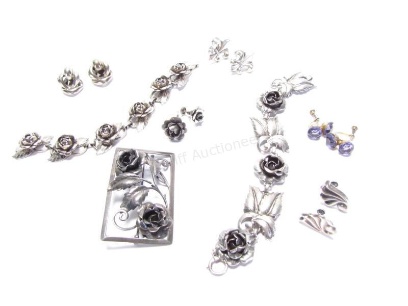 Appraisal: A Collection of Sterling Jewelry including six pair of clip