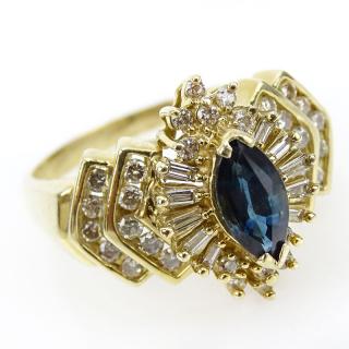 Appraisal: Lady's Marquise Cut Sapphire Diamond and Karat Yellow Gold Cluster