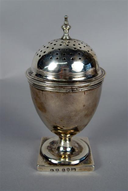 Appraisal: George III sterling silver pepperette samuel godbehere edward wigan james