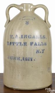 Appraisal: New York five-gallon stoneware advertising jug th c impressed Fort