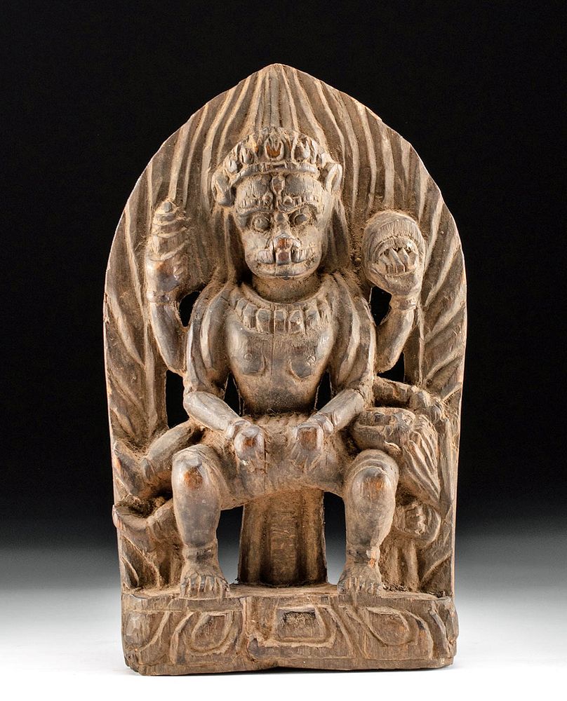 Appraisal: Late th C Nepalese Wood Relief w Narasimha Central Asia