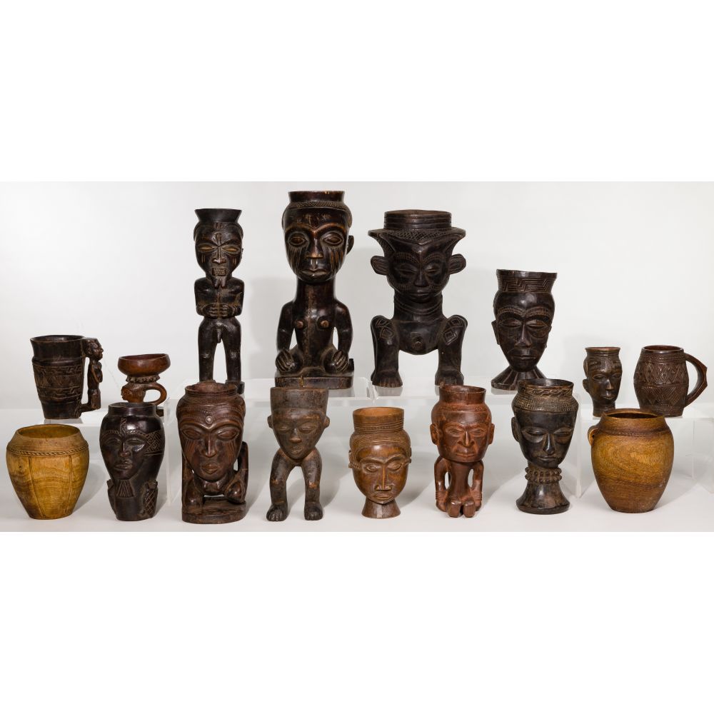 Appraisal: AFRICAN KUBA PALM WINE CUP ASSORTMENT items including a larger