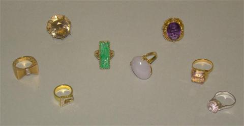 Appraisal: EIGHT LADY'S COCKTAIL RINGS The group including an Asian ring