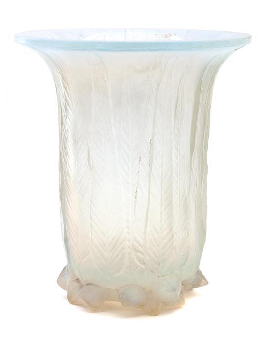 Appraisal: Sale Lot A Lalique Molded and Frosted Glass Eucalyptus Vase