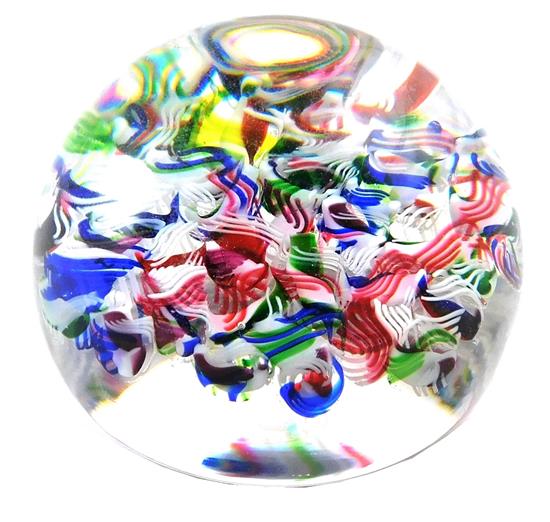 Appraisal: PAPERWEIGHT Modern French Baccarat glass paperweight clear and round with