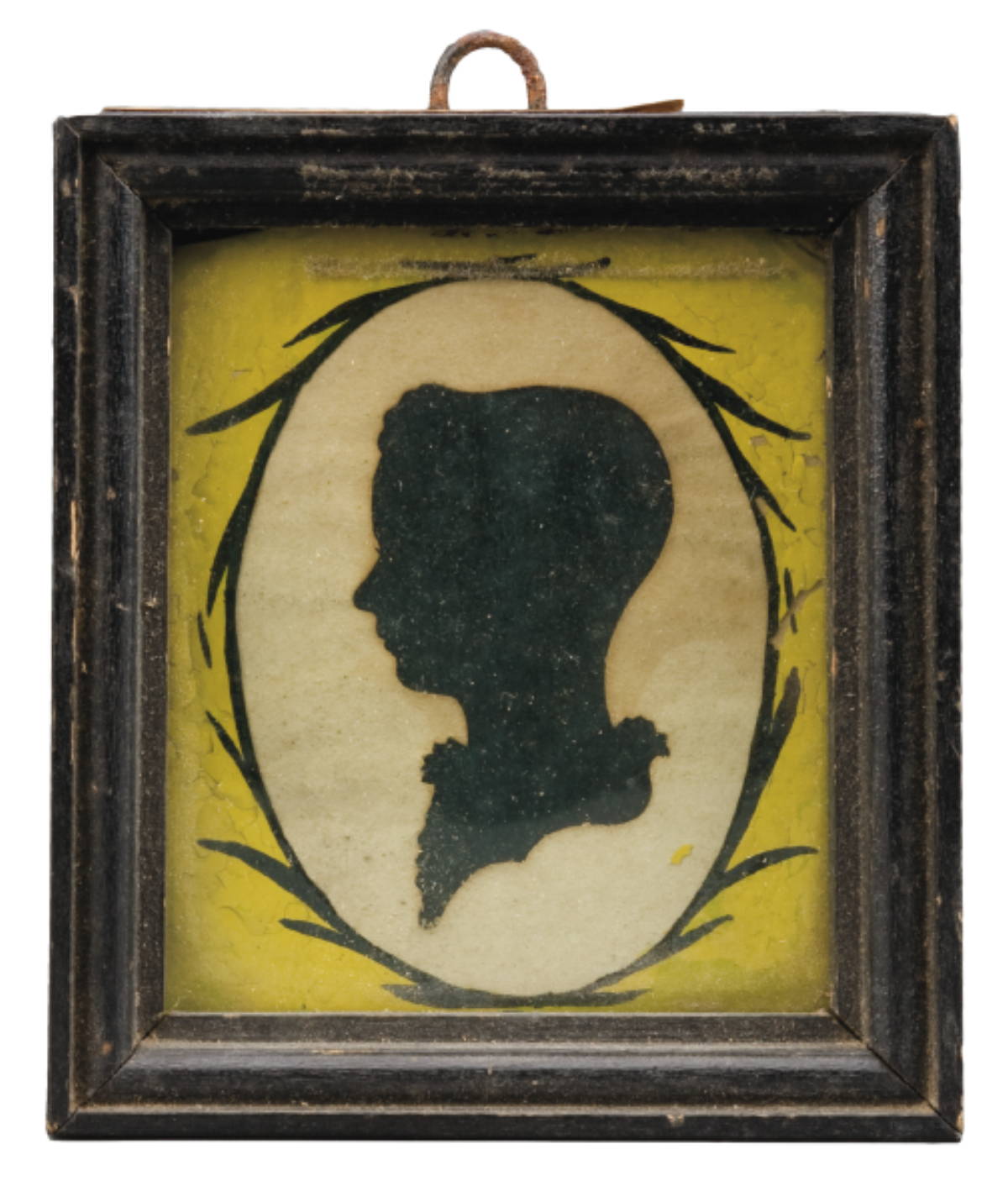 Appraisal: BUST-LENGTH SILHOUETTE OF A BOY WITH A YELLOW AND BLACK