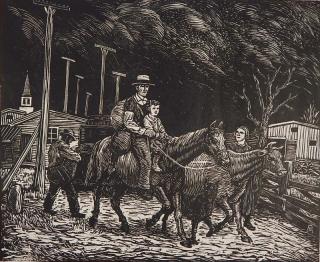 Appraisal: Albert Abramovitz linocut Albert Abramovitz American - - ''Dust Bowl''-