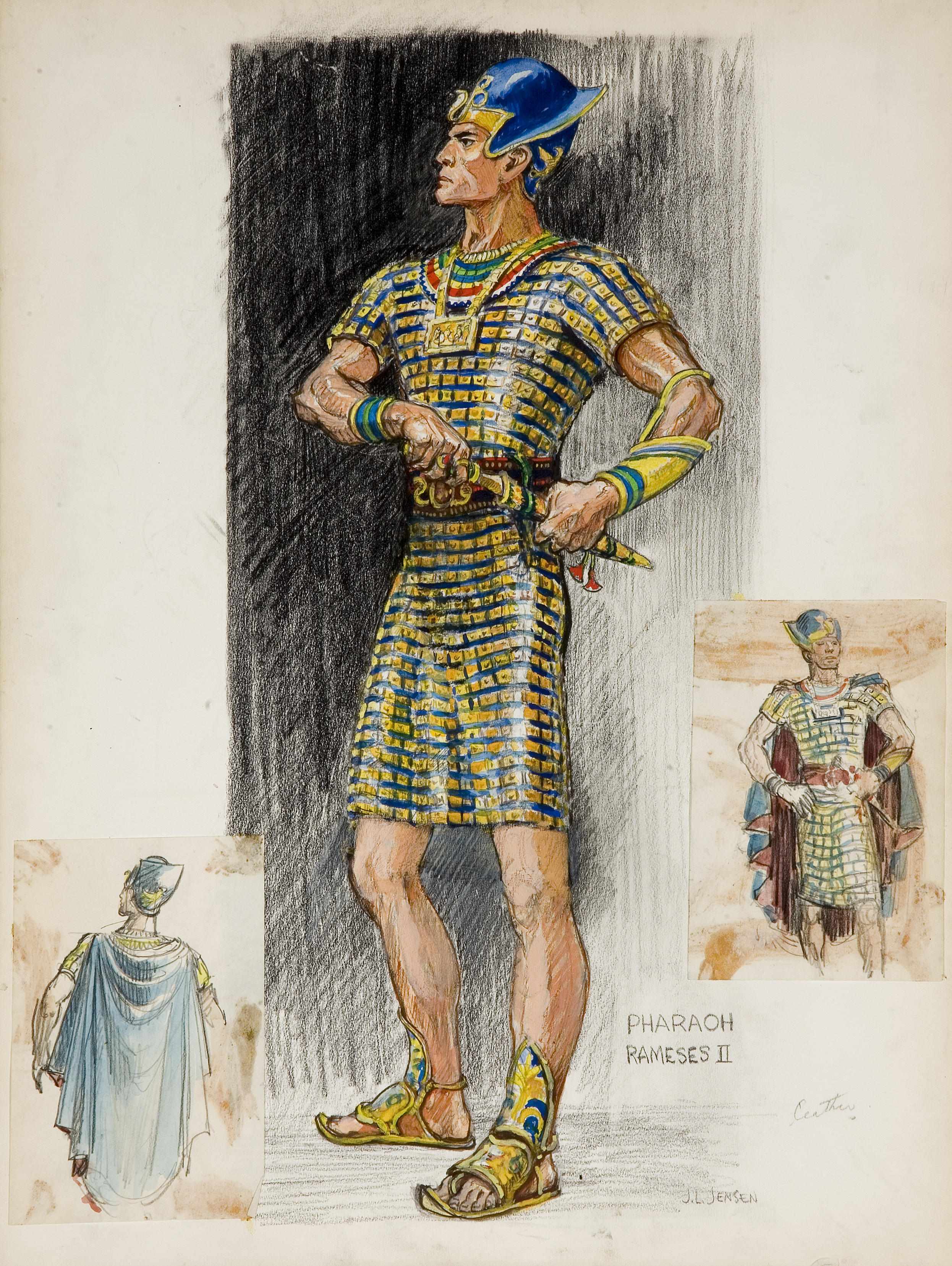 Appraisal: Original costume studies by John Jensen for The Ten Commandments