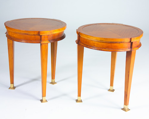 Appraisal: JACQUES QUINET Pair of gueridon tables with circular top and