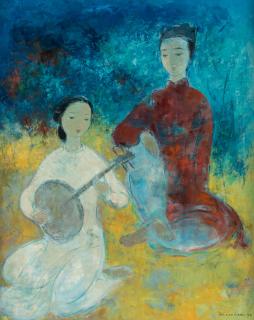 Appraisal: VU CAO DAM VIETNAMESE-FRENCH - Les musiciens oil on canvas