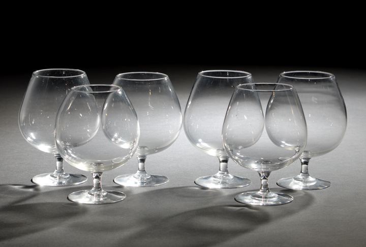 Appraisal: Set of Six Steuben Blown Crystal Brandy Balloons the form